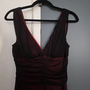 Connected Apparel Black and Burgundy Cocktail Dress